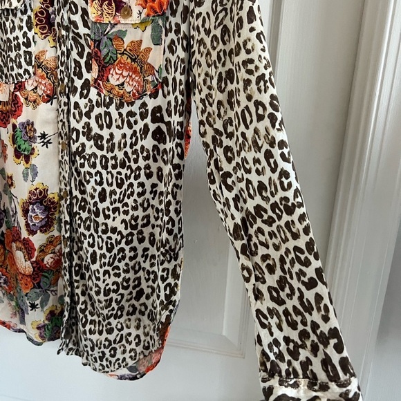 Pilcro Anthropologie Womens Tunic Top Shirt Relaxed Leopard Floral. EUC. Size XS - Picture 6 of 11
